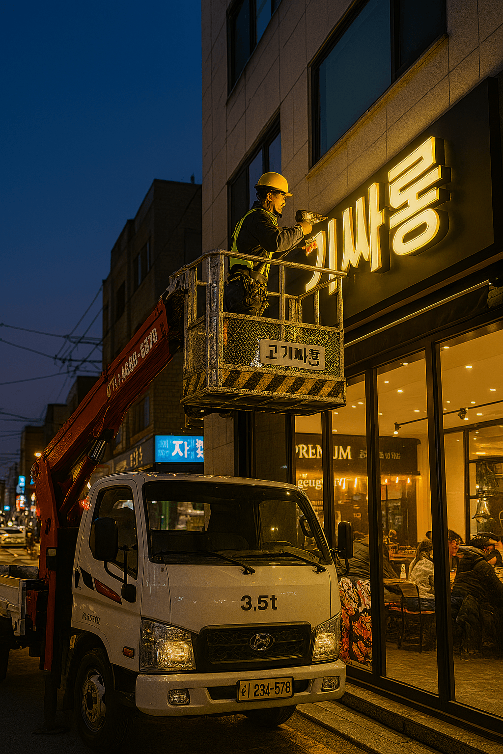 군포시 산본 간판 설치 고소작업